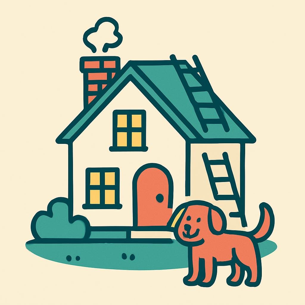 Drawing of a house with a chimney